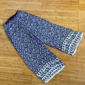 Boho paisley print wide leg pants